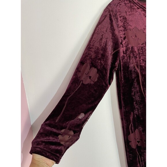 Vtg Whimsigoth Dress XL Burgundy Floral Burnout Velvet Dark Romantic Fairygrunge - Picture 6 of 12